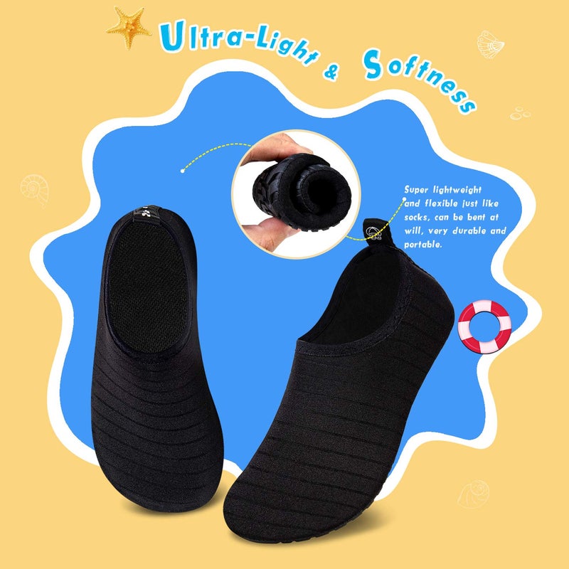 WateLves Kids Water Shoes Toddler Girls Boys Barefoot Non-Slip Quick Dry Aqua Socks for Beach Swim Walking (Striped Black, 30/31) - Image 3